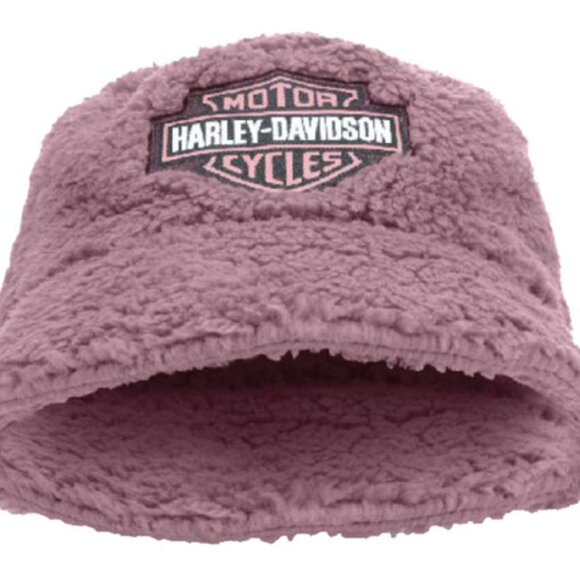 Harley-Davidson Little Girls' Stylish Sherpa Bar & Shield Bucket Hat - Picture 2 of 3